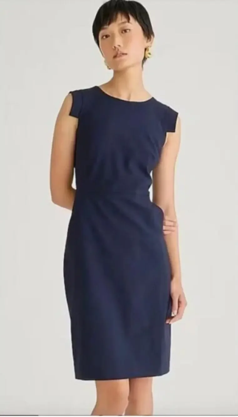 J.Crew 365 Tall Resume Sheath In Navy Stretch Wool Dress size 14T